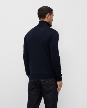 Valentino Blue wool turtleneck with monogram embroidery 7V3KC34RB0U