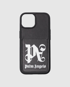 Palm Angels Black case for IPHONE 15 with logo print PWPA028R24LEA001