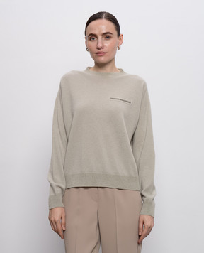 Peserico Green cashmere jumper with monil chain A99284F12K9010B