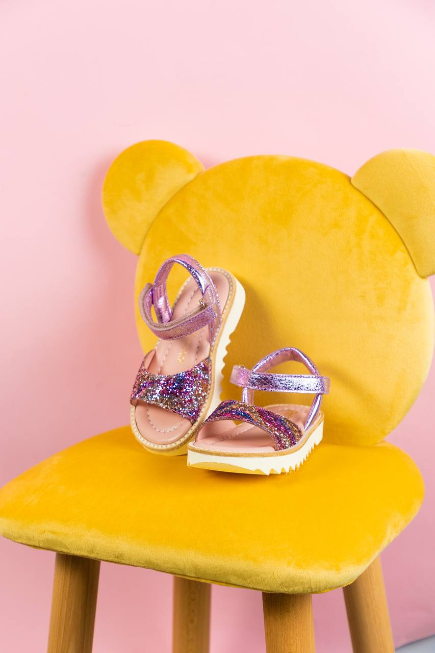Children's purple combination sandals Esti with glitter Pretty Ballerinas 6