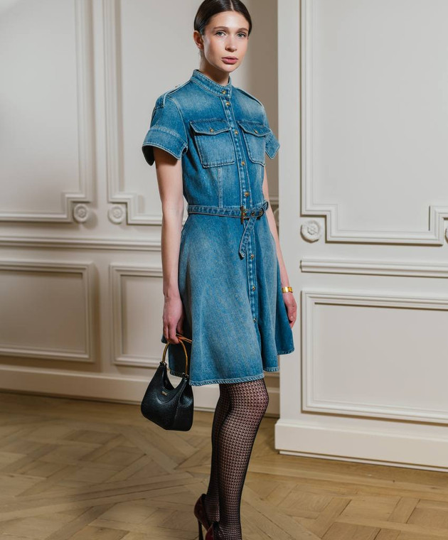 Alexander McQueen Blue denim mini dress with a frayed effect