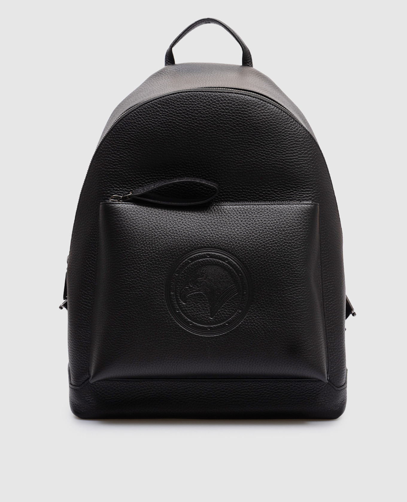 

Black leather backpack with embossed logo Stefano Ricci