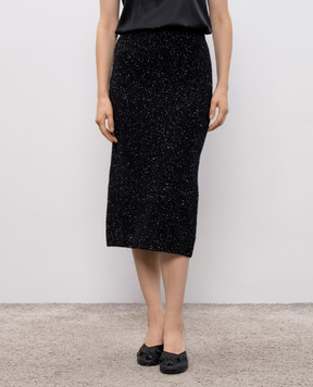 Peserico Black wool and cashmere skirt with lurex S95030F0709286