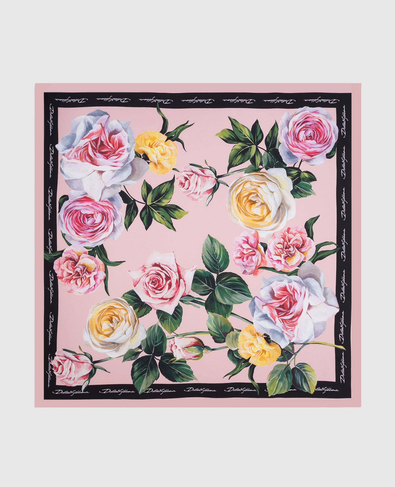 

Pink silk scarf with peony and rose print Dolce&Gabbana