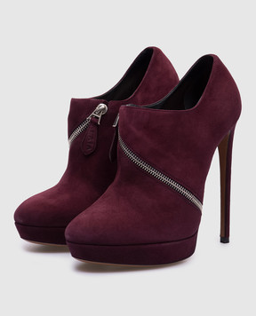 Alaia Burgundy suede shoes with a zipper 4W3N047CC05