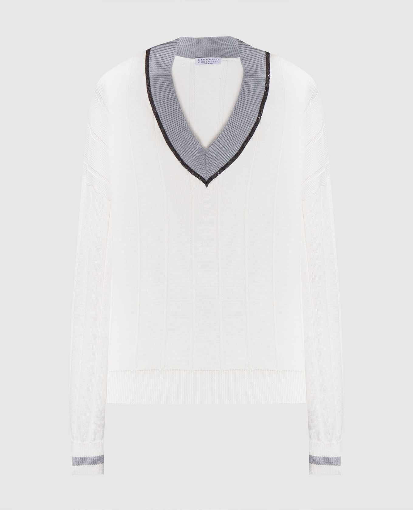 White pullover with monil chain Brunello Cucinelli