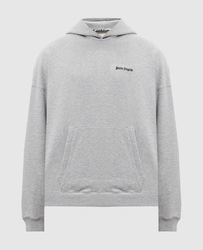 Palm Angels Gray hoodie with logo embroidery PMBB153C99FLE002