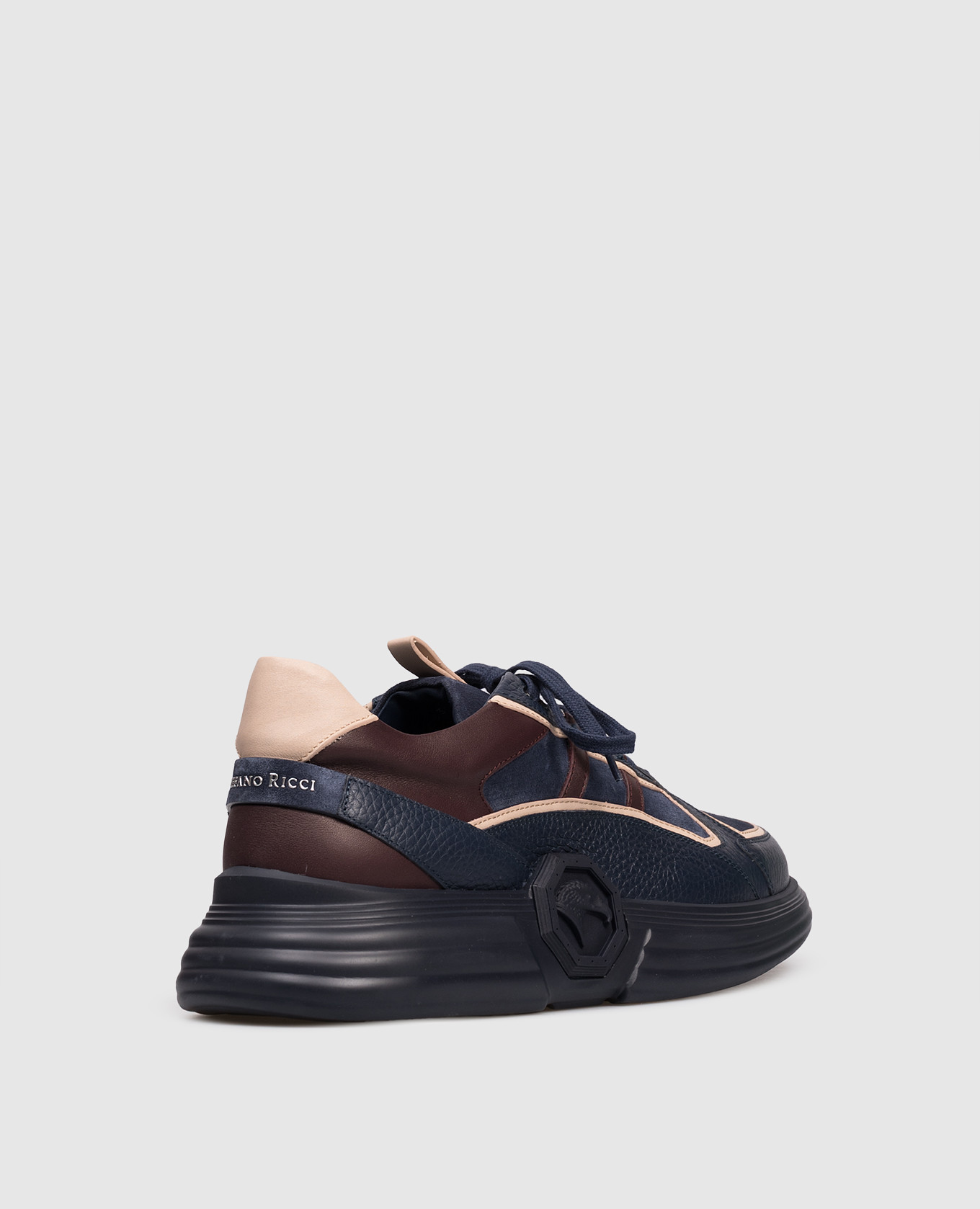 

Blue leather sneakers with logo Stefano Ricci