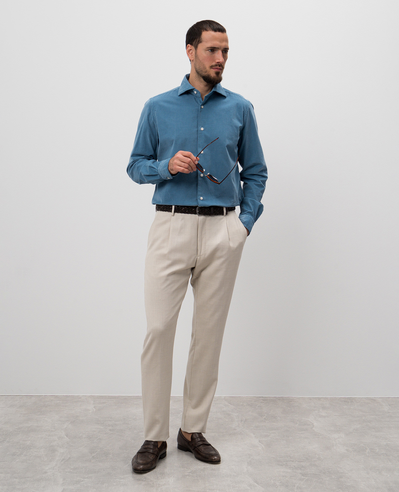 

Blue corduroy shirt Enrico Mandelli