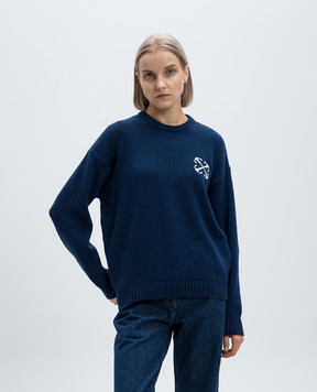 Off-White Wo Ws blue wool and cashmere sweater OWHE104F24KNI001