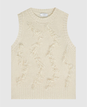 Peserico Beige linen waistcoat with fringe S98126F0309106