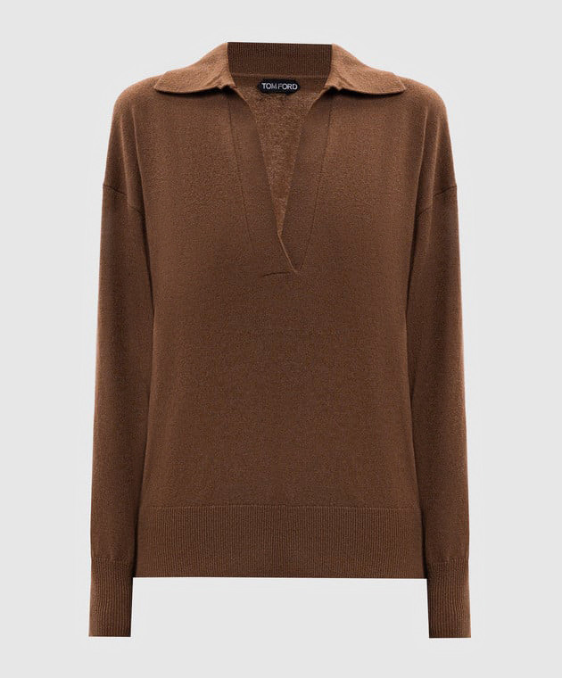 

Brown cashmere pullover with polo collar Tom Ford