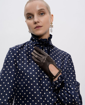 Valentino Black leather gloves 7W2GBA00LDU