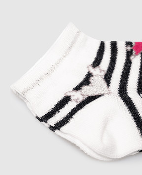 RiminiVeste Mafer children's white socks in a stripe with a pattern RFC7671