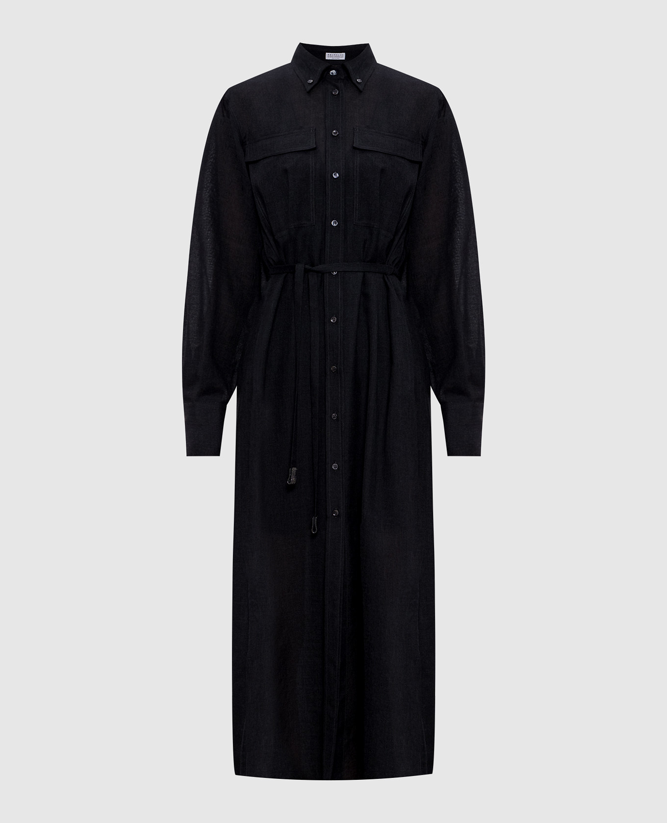 Black wool shirt dress Brunello Cucinelli