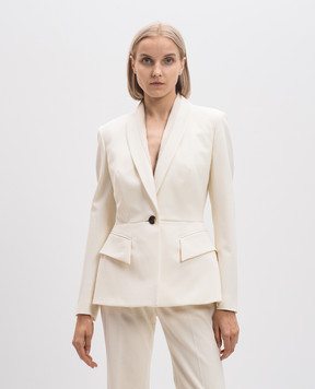 Del Core COLLO A SCIALLE white jacket with wool J001062T0891