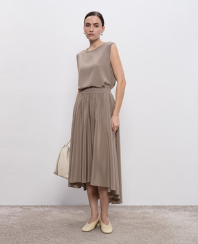 JOSEPH Violet grey silk midi skirt JF009072