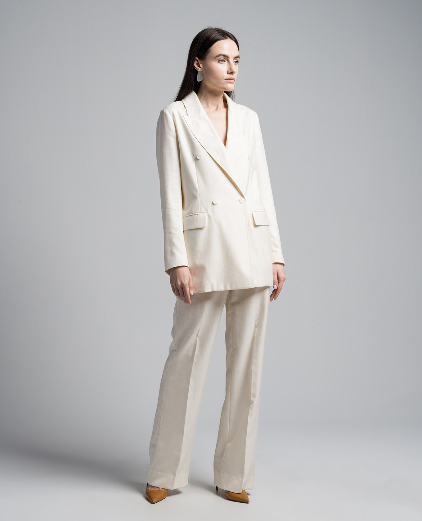 Yellow double-breasted jacket made of wool, silk and linen Enrico Mandelli 2
