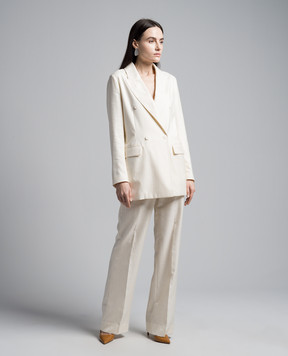 Enrico Mandelli Yellow double-breasted jacket made of wool, silk and linen A8D6205315