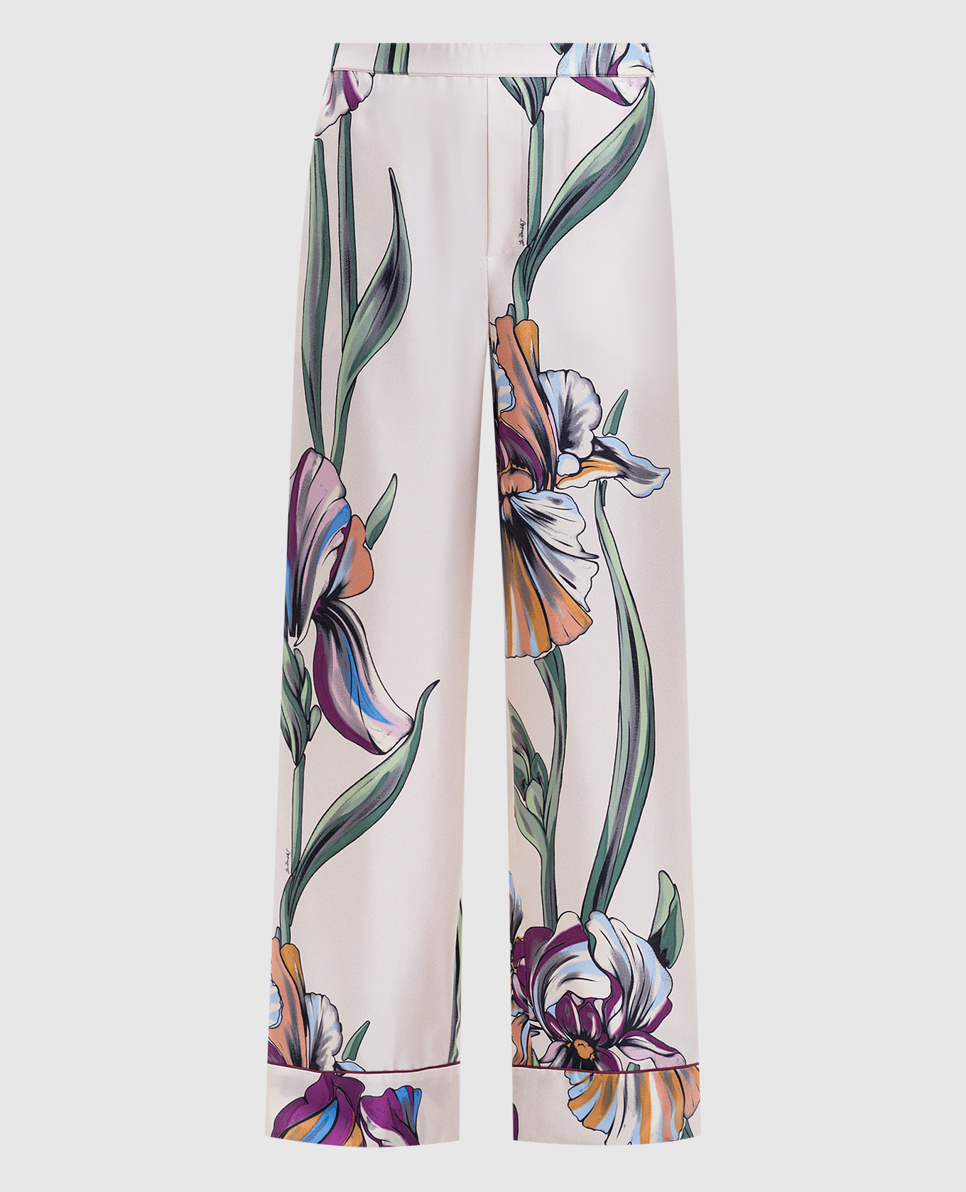 

Beige silk pajama-style pants with print La DoubleJ