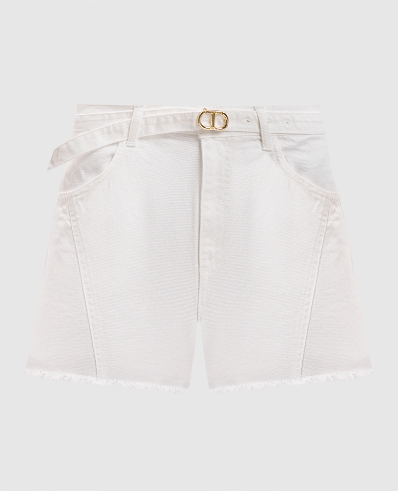 

White denim shorts with logo Twinset