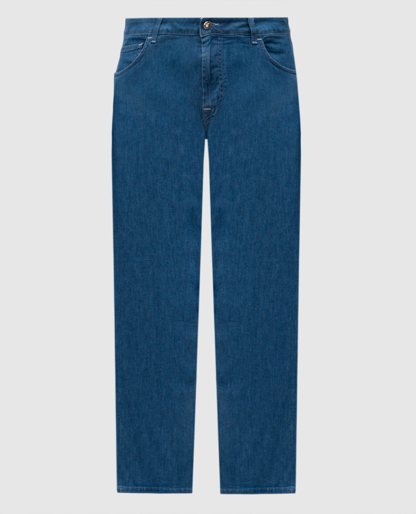 Blue jeans with embroidered monogram logo Stefano Ricci