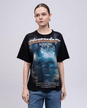 Dondup Black T-shirt with print DS034JF0350DIV5