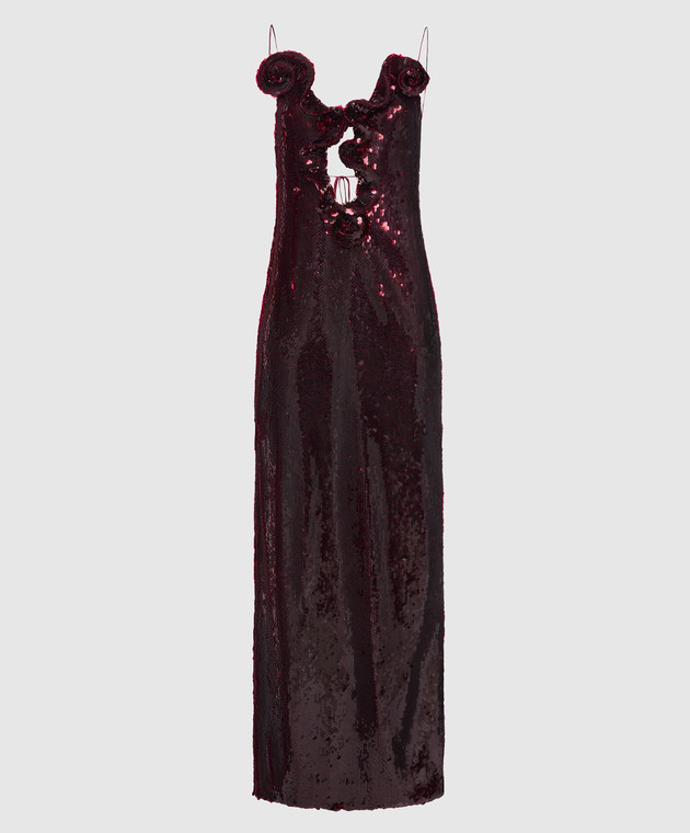magda butrym burgundy dress Magda Butrym - Burgundy sequin maxi dress DRESS01100525