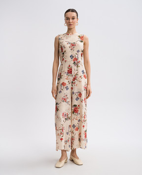 Max Mara Weekend RAGUSA beige floral print silk jumpsuit with blouse RAGUSA