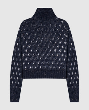 Brunello Cucinelli Blue openwork sweater with wool MNA326504