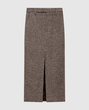 Brunello Cucinelli Brown Storial wool and silk skirt MG531G3918