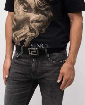 Versace Black Greca leather belt 1013861DVTP1