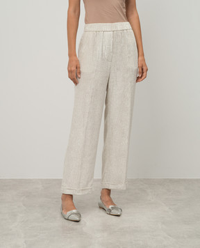 Peserico Beige corduroy pants with lurex E0403601595
