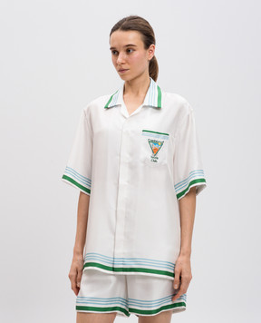 Casablanca White Metaphysical Tennis Silk Print Blouse UWPS25SH00308