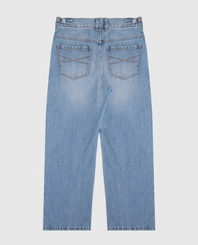 Brunello Cucinelli Children's blue jeans with a monil chain BH188P606A
