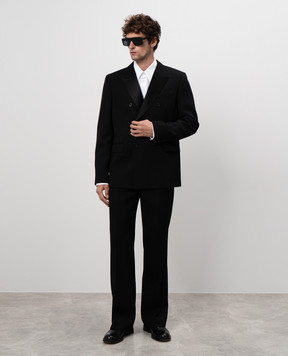 Off-White Black double-breasted wool jacket OMEW001F24FAB001