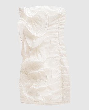 Charo Ruiz White Orbet Silk Draped Mini Dress 256601