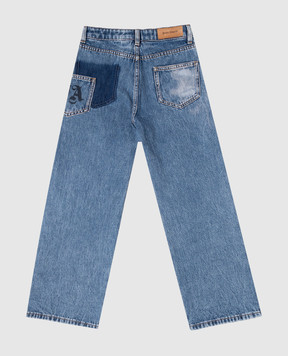 Palm Angels Children's blue jeans with embroidered monogram logo PGYA008F25DEN001612