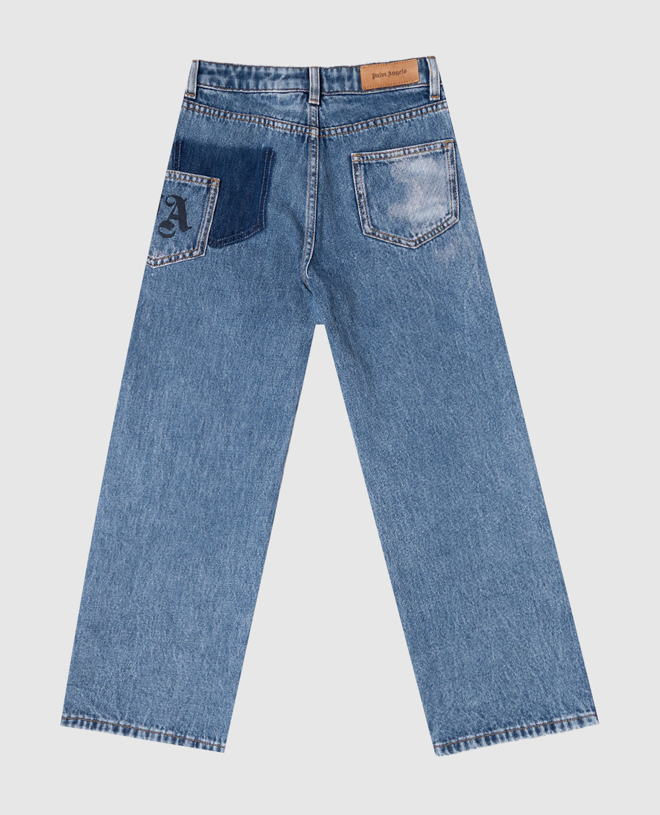 

Children's blue jeans with embroidered monogram logo Palm Angels
