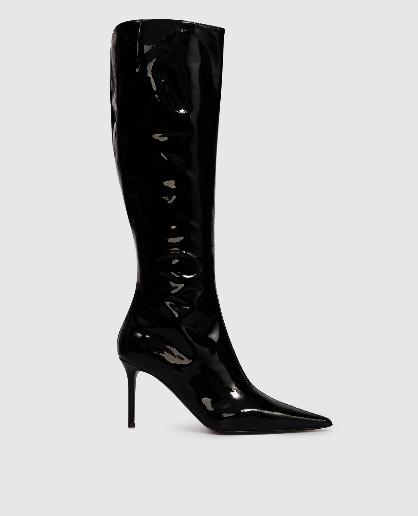 Raquel black patent leather boots