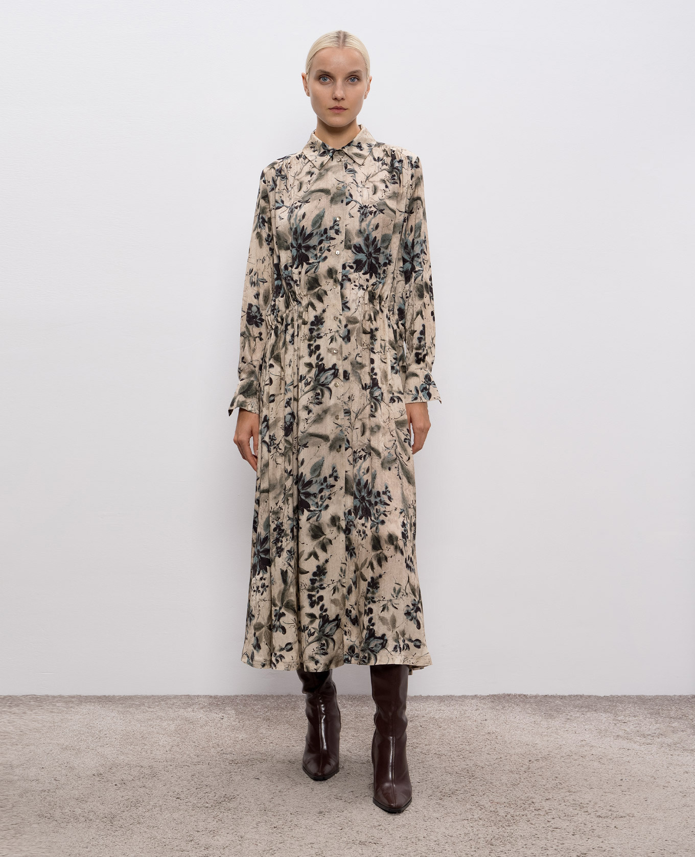 

Beige Natalie shirt dress Momoni