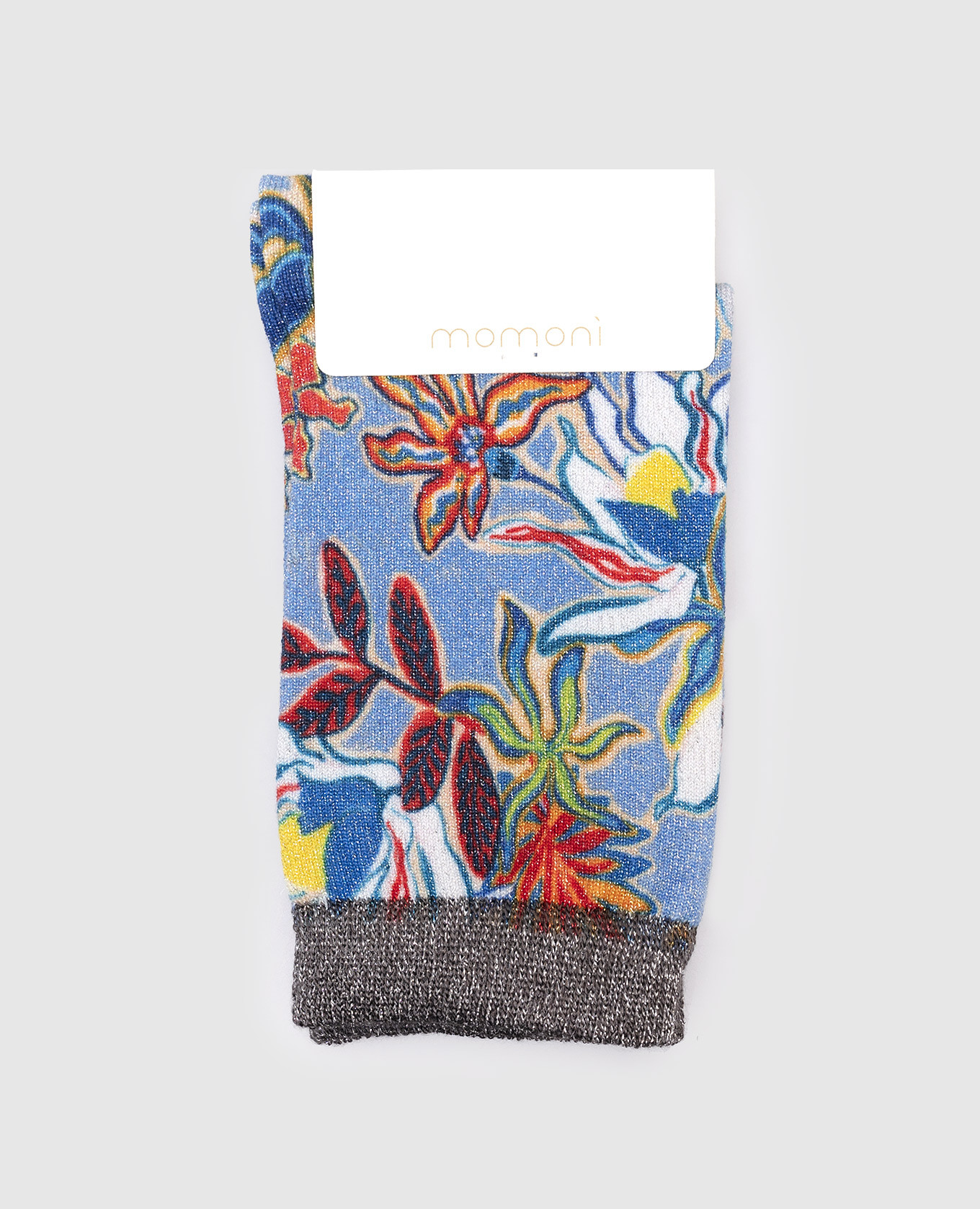 

Blue socks with a floral pattern Momoni, Light blue