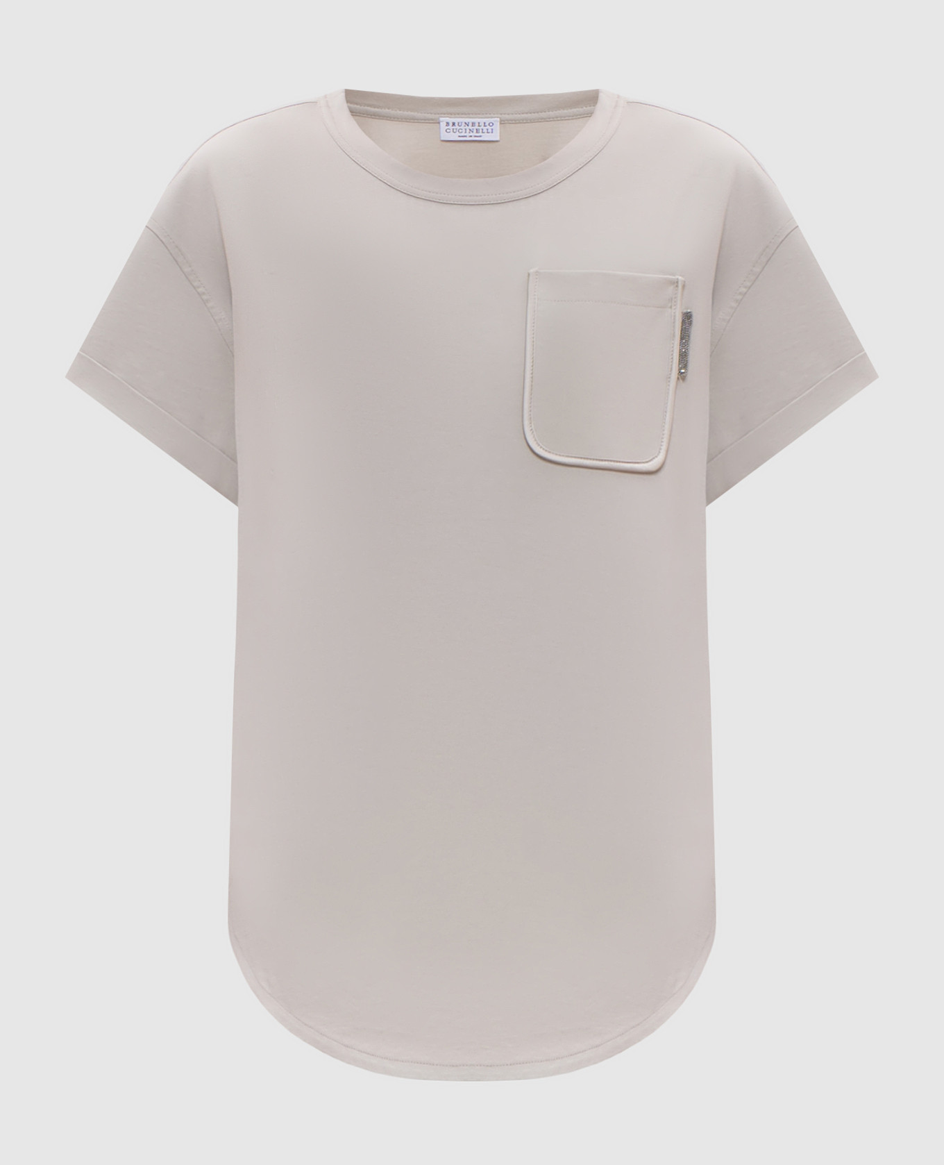 Beige monil chain t-shirt with silk edging brunello cucinelli