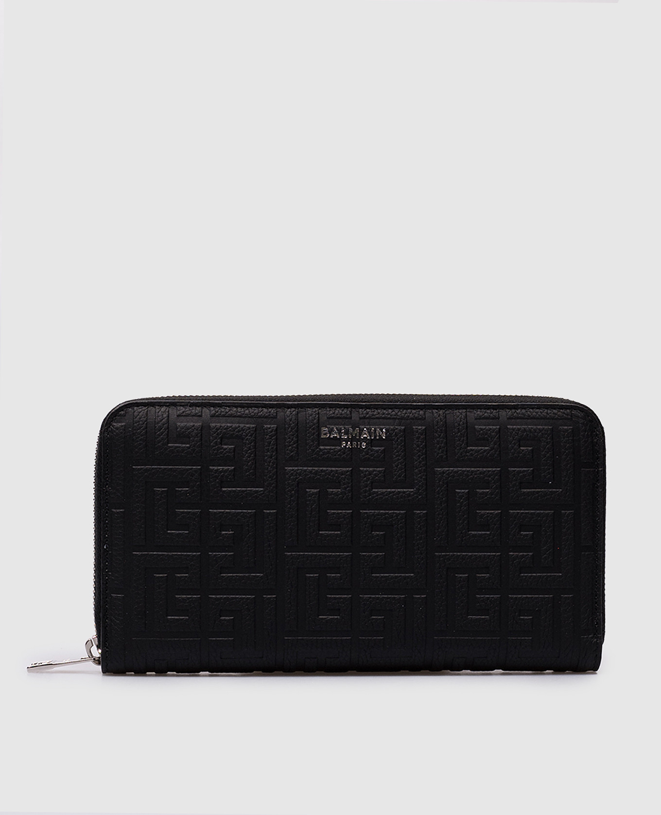 

Black leather wallet with embossed logo monogram Balmain