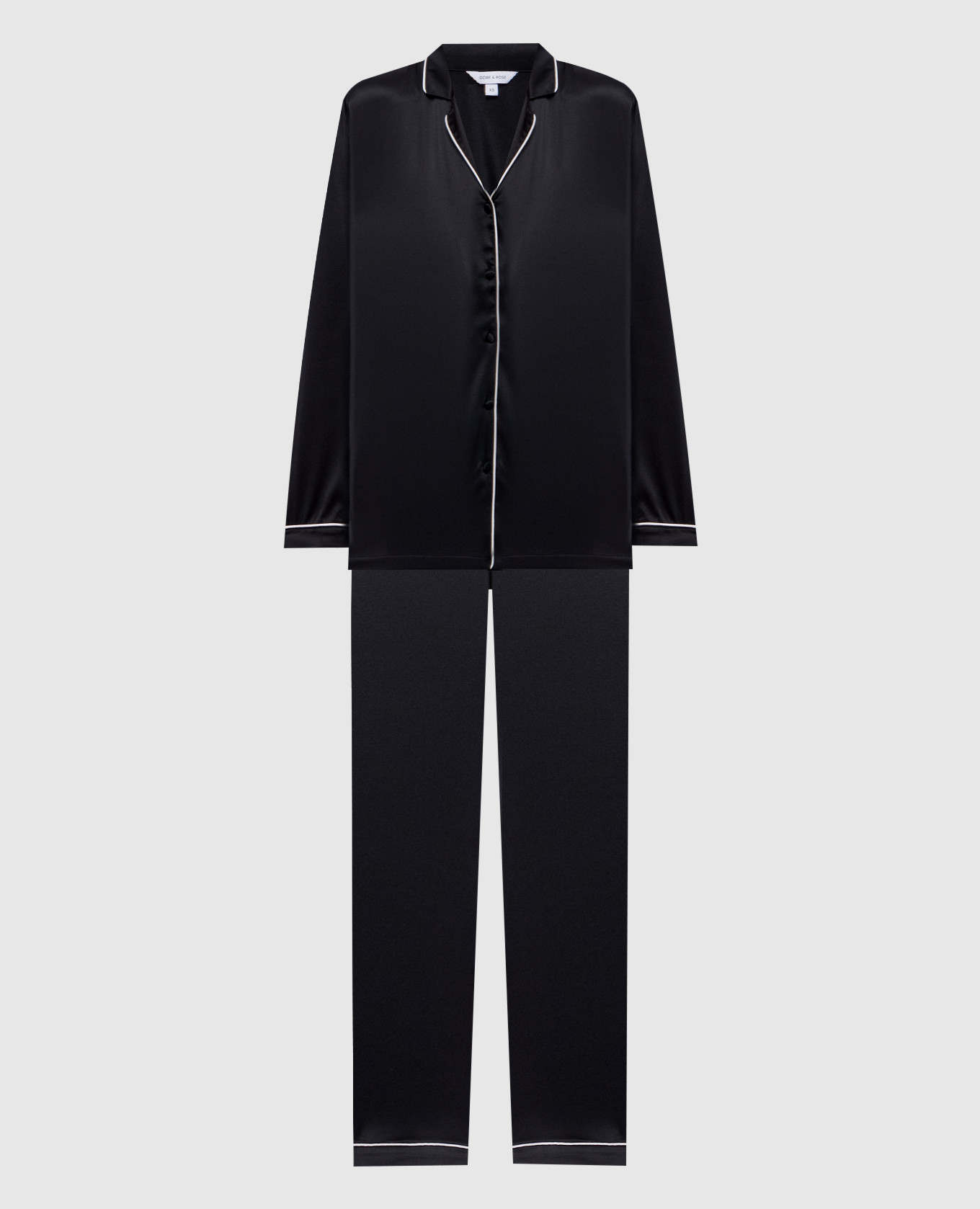 Black silk pajamas with edging Dore & Rose
