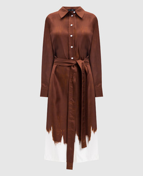 PROENZA SCHOULER Amaya brown silk shirt dress R2533035BSP178