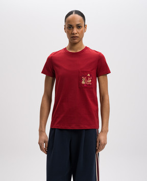 Max Mara Red NUNZIO T-shirt with monogram logo NUNZIO