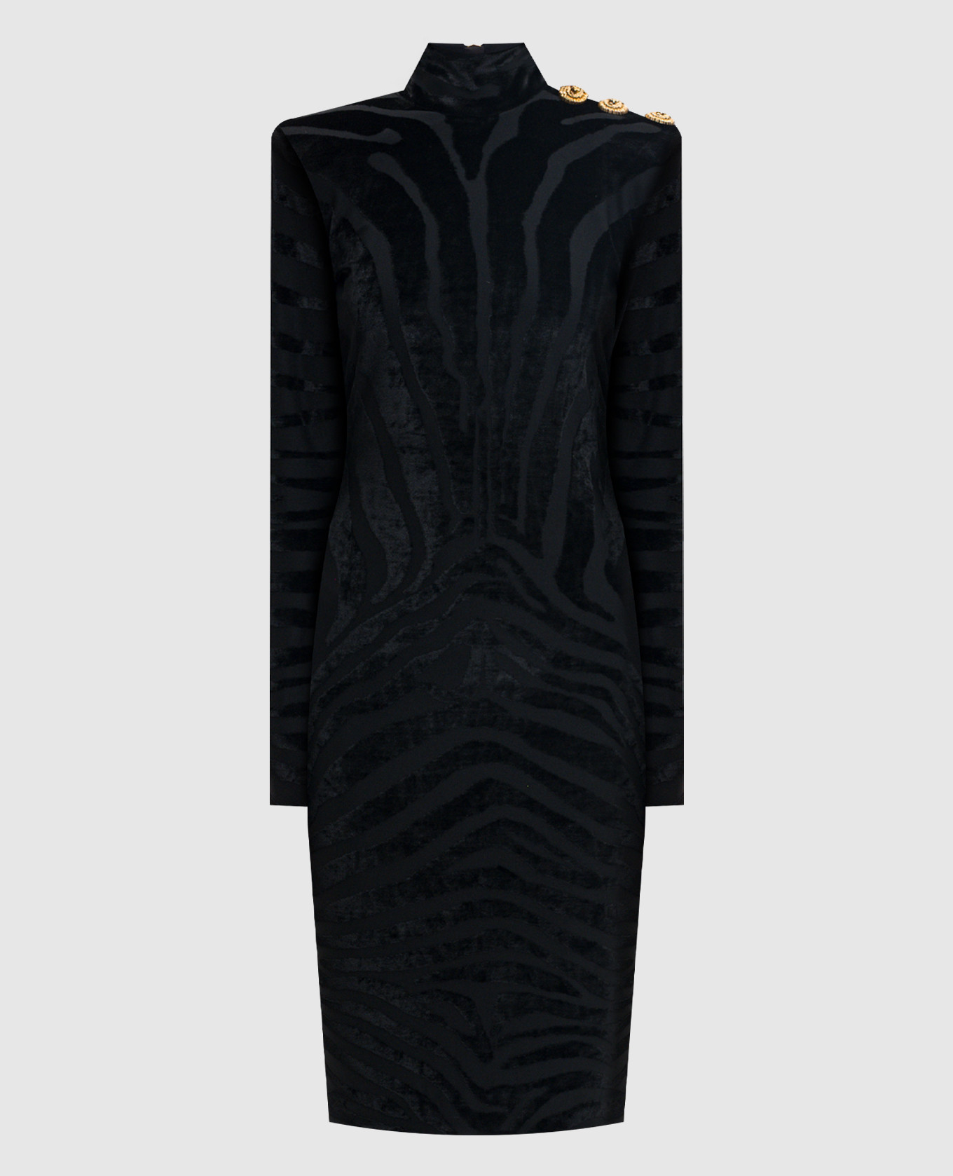 Black dress with woven animalistic pattern Balmain