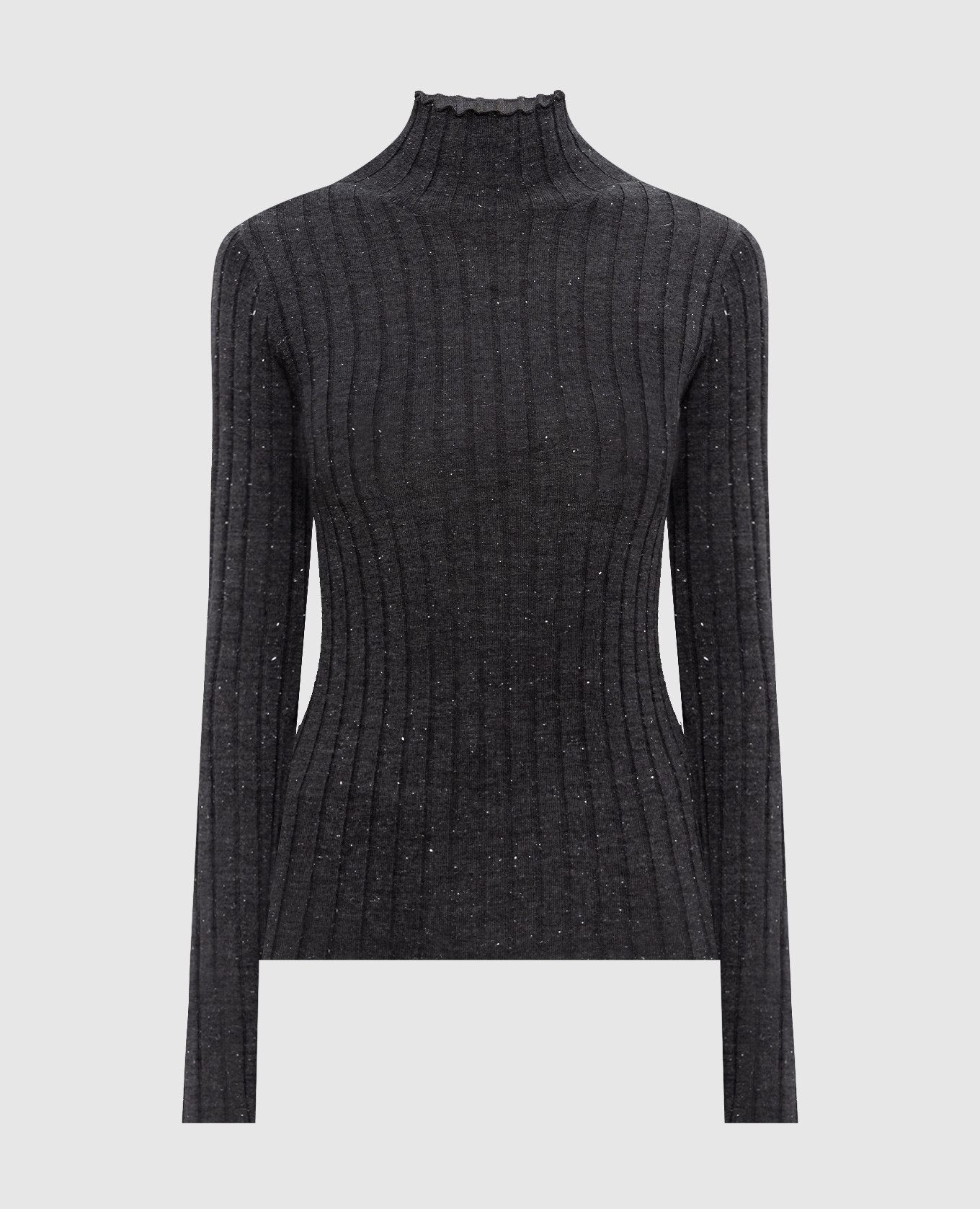 Gray ribbed golf with wool Peserico