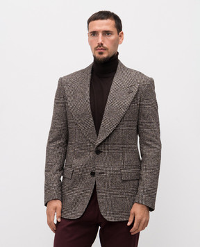 Dolce&Gabbana Brown checked alpaca jacket G2VT5TFQMKD